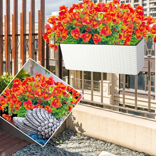 UV Resistant Artificial Flowers - 8 Bundles Faux Shrubs for Home & Garden Décor
