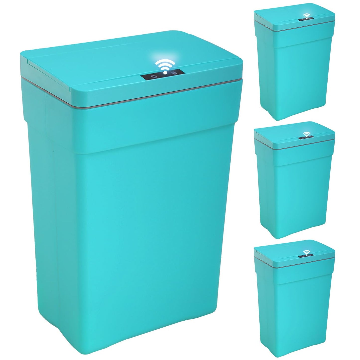 BestOffice 13 Gallon Touch-Free Trash Can - High-Capacity Plastic Garbage Bin for Kitchen, Bathroom, Home Office | Blue