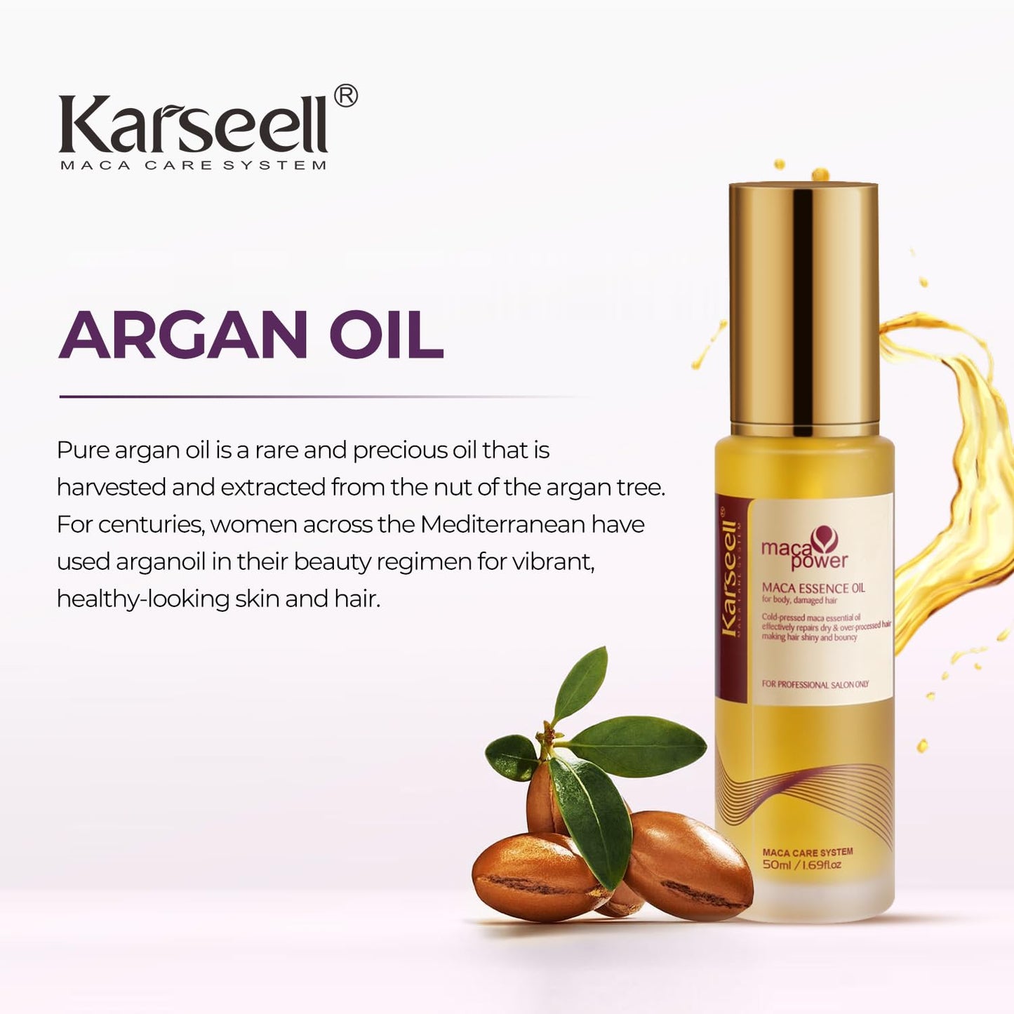 Karseell Purple Hair Mask & Argan Hair Oil Set, 16.9 fl oz + 1.69 fl oz