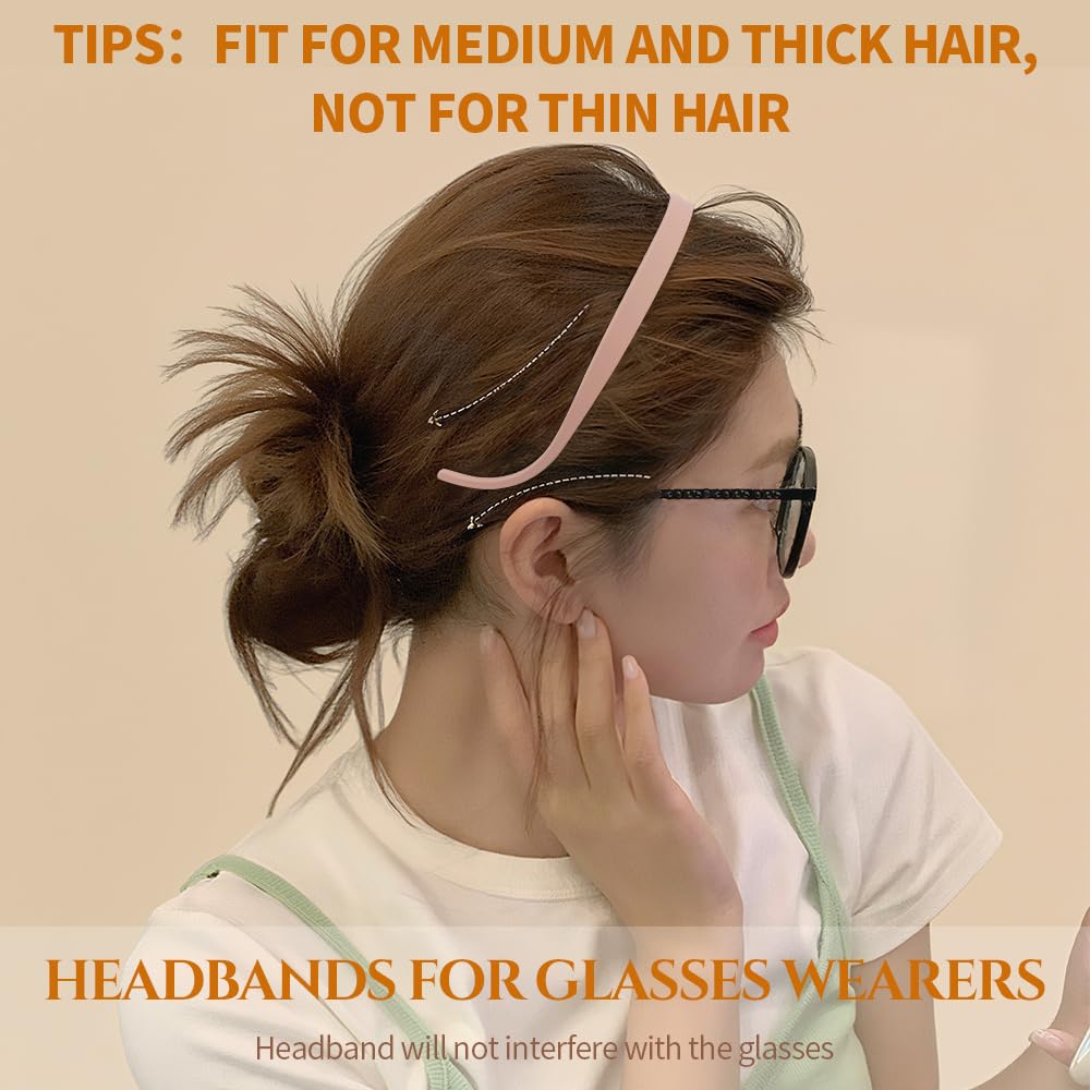 Comfortable Headbands for Women - No Headache Design for Glasses Wearers | Non-Slip Square Sunglasses Bands for Medium Thick Hair