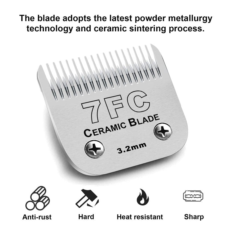 4PACK Dog Grooming Clipper Replacement Blades Compatible with Andis Pet Clipper/Oster A5/Wahl KM Series Dog Clipper,Ceramic Blade & Stainless Steel Blade (#3FC+4FC+5FC+7FC)