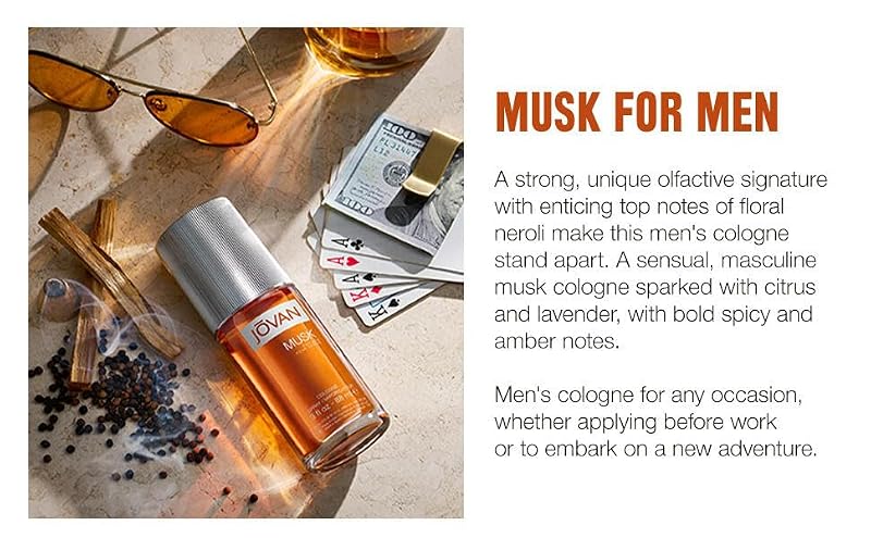 Jovan Musk for Men Eau de Cologne - Long Lasting Fragrance