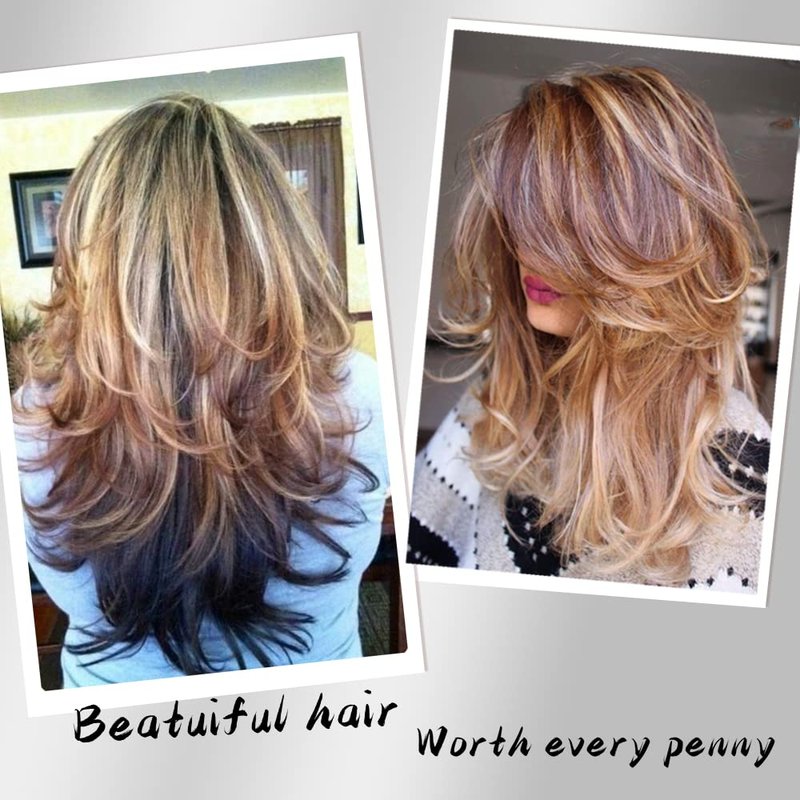 Long Layered Wavy Wig for Women - Heat-Resistant Synthetic Hair | Brown with Blonde Highlights