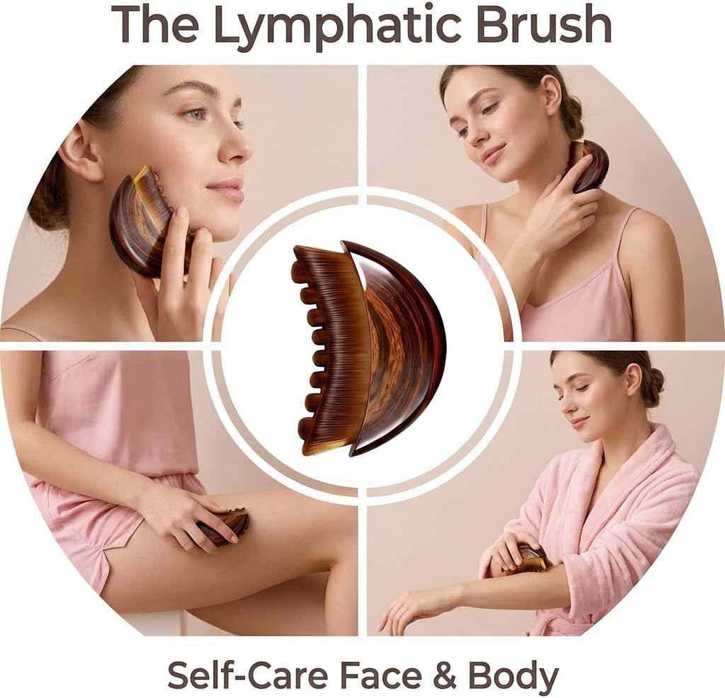 Lymphatic Contour Face Brush - Gua Sha Facial Tool for Anti-Puffiness & Detox | Skin Care Massager for Glowing Skin
