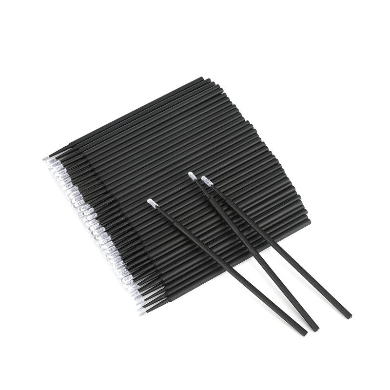Micro Swabs - 100 Cotton Swabs for Makeup & Nail Art | Black Disposable Applicators