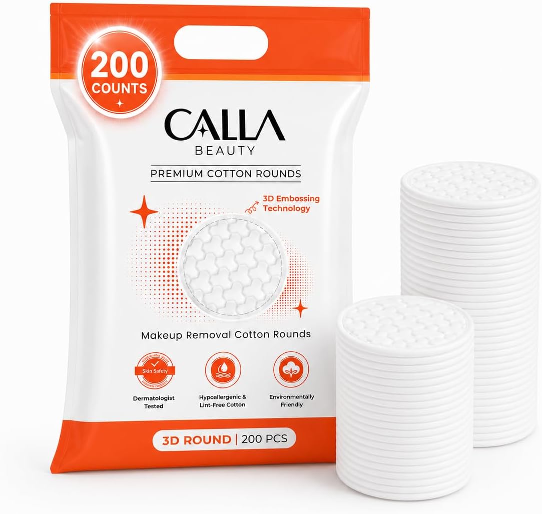 3D Cotton Rounds - Premium Embossed Makeup Remover Pads, Tear-Resistant & Absorbent | 400 Count
