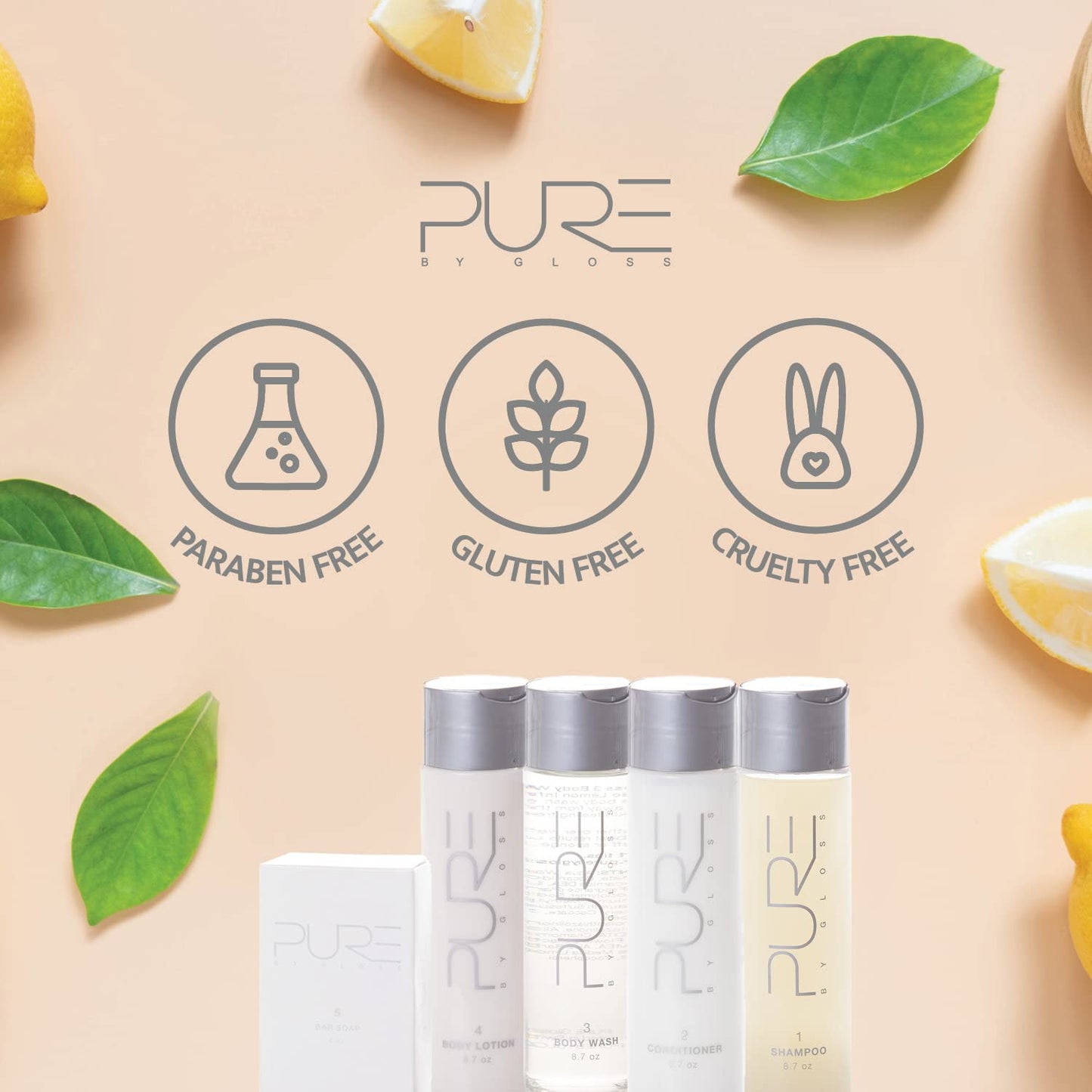 Pure By Gloss Conditioner - Fresh Lemon Scent for All Hair Types | 8.5oz Each - Moisturizing & Detangling Formula - 3 Pack