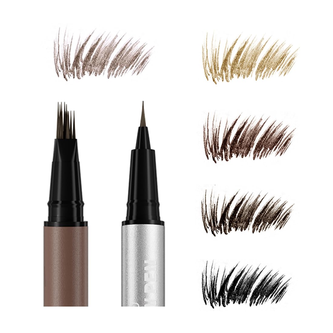 Dual Ended Eyebrow Marker - Microblading Effect Liquid Brow Pen for Natural Hair-Like Strokes | 5 Shades Available, Dark Brown