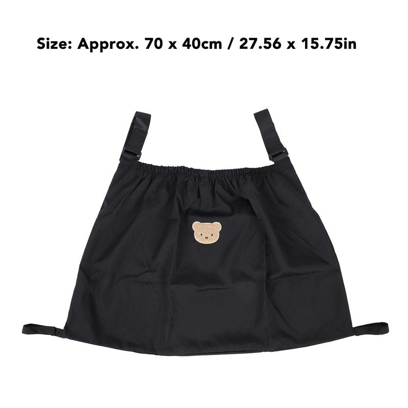 Universal Stroller Organizer, Nylon Stroller Storage Bag for Baby Essentials, Large Capacity Stroller Organizer Bag with Hook & Loop, Cargo Bag for Umbrella & Pet Stroller Accessories (Black Bear)