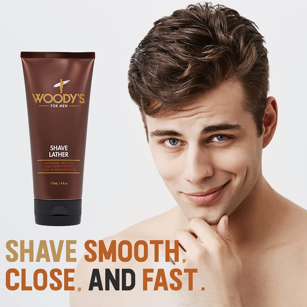 Woody's Shaving Essentials, Shave Lather for Men - Rich & Creamy Shave Foam, Shaving Cream for Men, Reduced Irritation, 6 fl oz