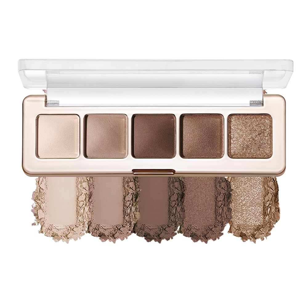 Warm Neutral Nude Eyeshadow Palette - Matte & Shimmer, High Pigment | Mini Everyday Makeup for All Eye Colors