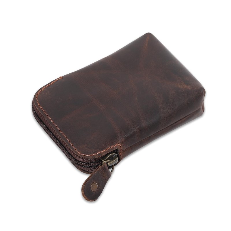 CestAntiQ Premium Full-Grain Leather Playing Card Case Zippered Card Deck Holder for Poker and Bridge Travel Accessory Secure Multi-Purpose Wallet Compatible for Pockemon Cards Holder Brown