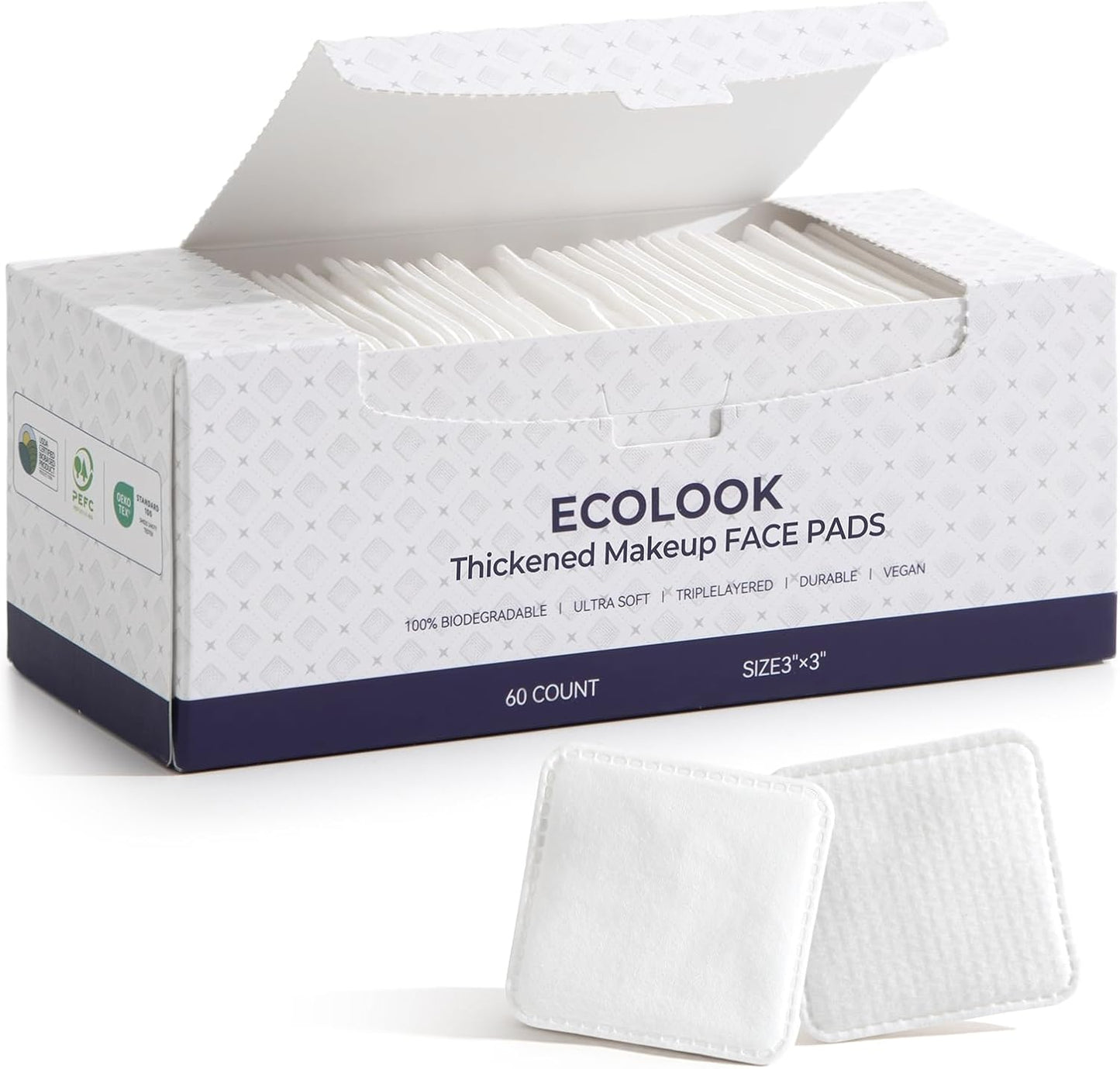 Triple-Layer Cotton Facial Pads - Textured Exfoliating & Ultra-Soft | Lint-Free, Gentle for All Skin Types - 1 Pack