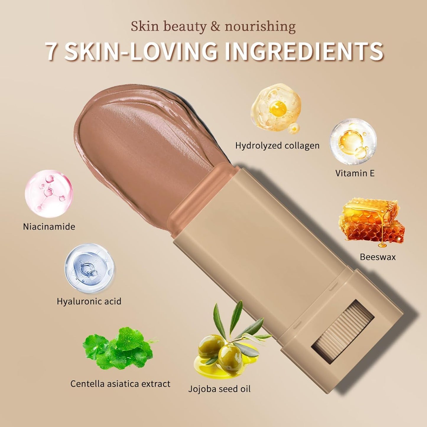 Foundation Stick - Tinted Moisturizer & Beauty Balm Serum for Black Women | Buildable Coverage, Natural Finish, All-Day Wear (#06)