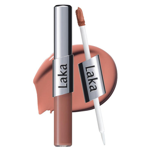 Laka Perfect Twin Lip - Dual-Ended Matte Liquid Lipstick & Clear Gloss | Long Lasting 12 Hour Color, Transfer Proof | High Pigmented Lightweight Non-Sticky | Korean Makeup | #903 Nude Odd, 0.31oz