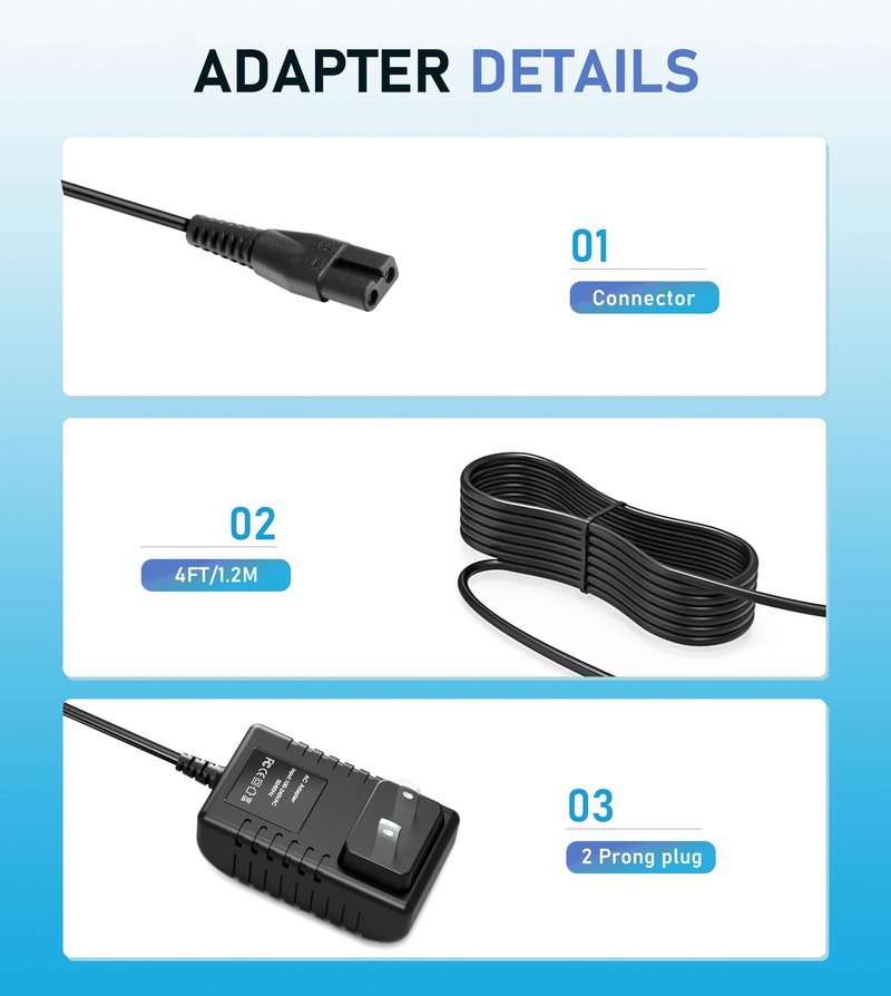 4.5V Charger Comptible with Andis 73000 Envy SPA045120DU 73102 73105 73106 73005 73010 73045 73060 73095 77511 73500 73035 LCL-2 Cordless Clipper