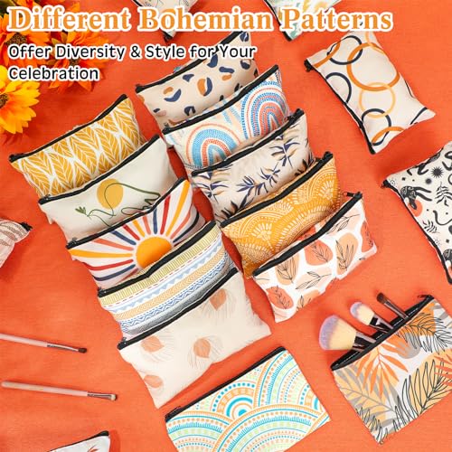 SilTriangle Bohemian 24 Pcs Makeup Bags Bulk Canvas Cosmetic Organizer Set