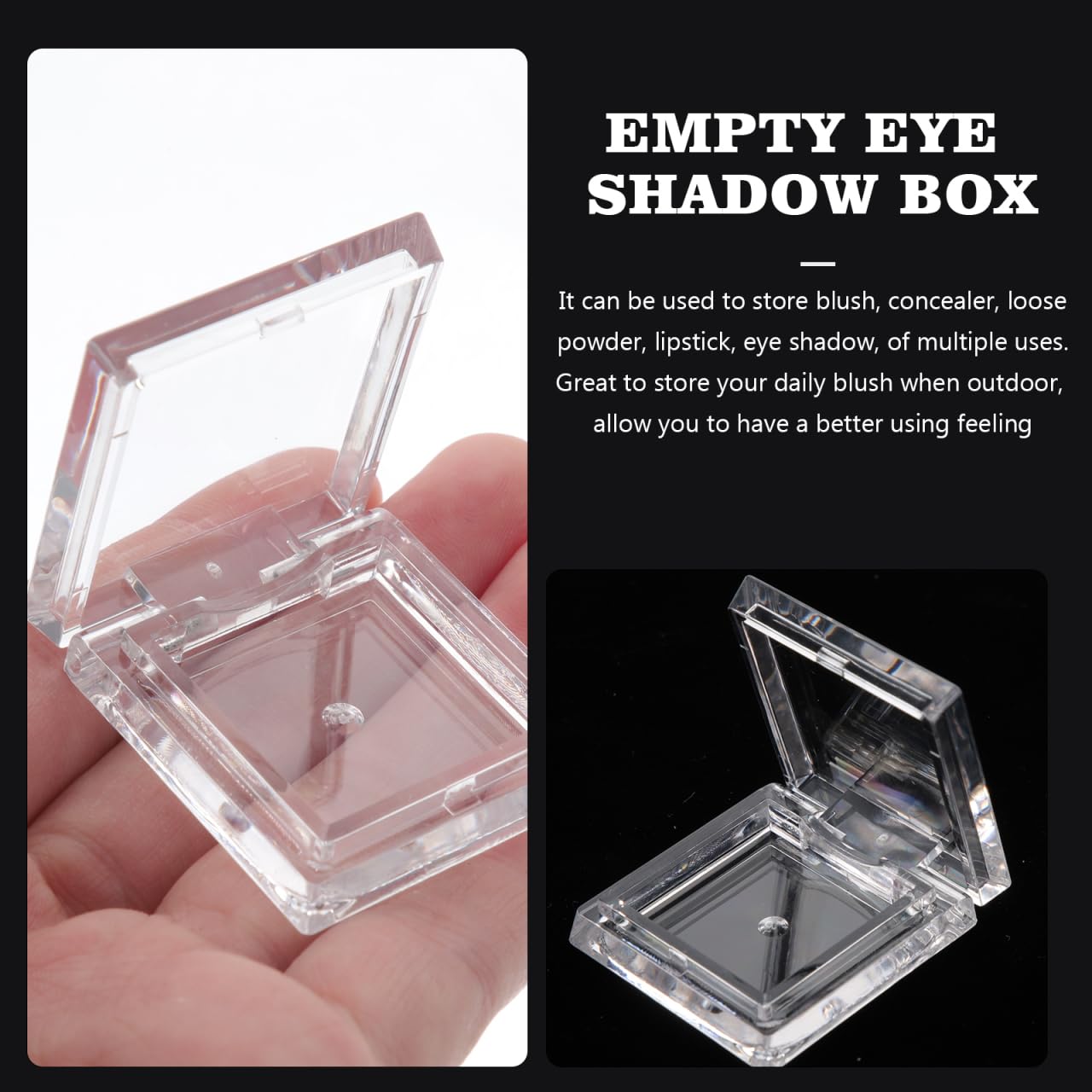 DOITOOL 4Pcs Empty Eyeshadow Pans Square Cosmetic Palettes Refillable Makeup Containers Portable for Travel Lip Balm Blush Highlighter Storage