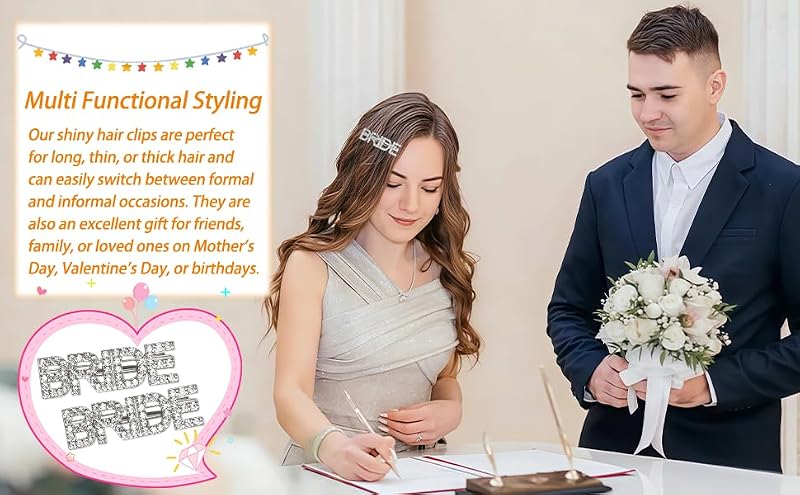 SWOSWHEN Bridal Hair Clips 2-Pack - Sparkling Rhinestone Wedding Hair Accessories