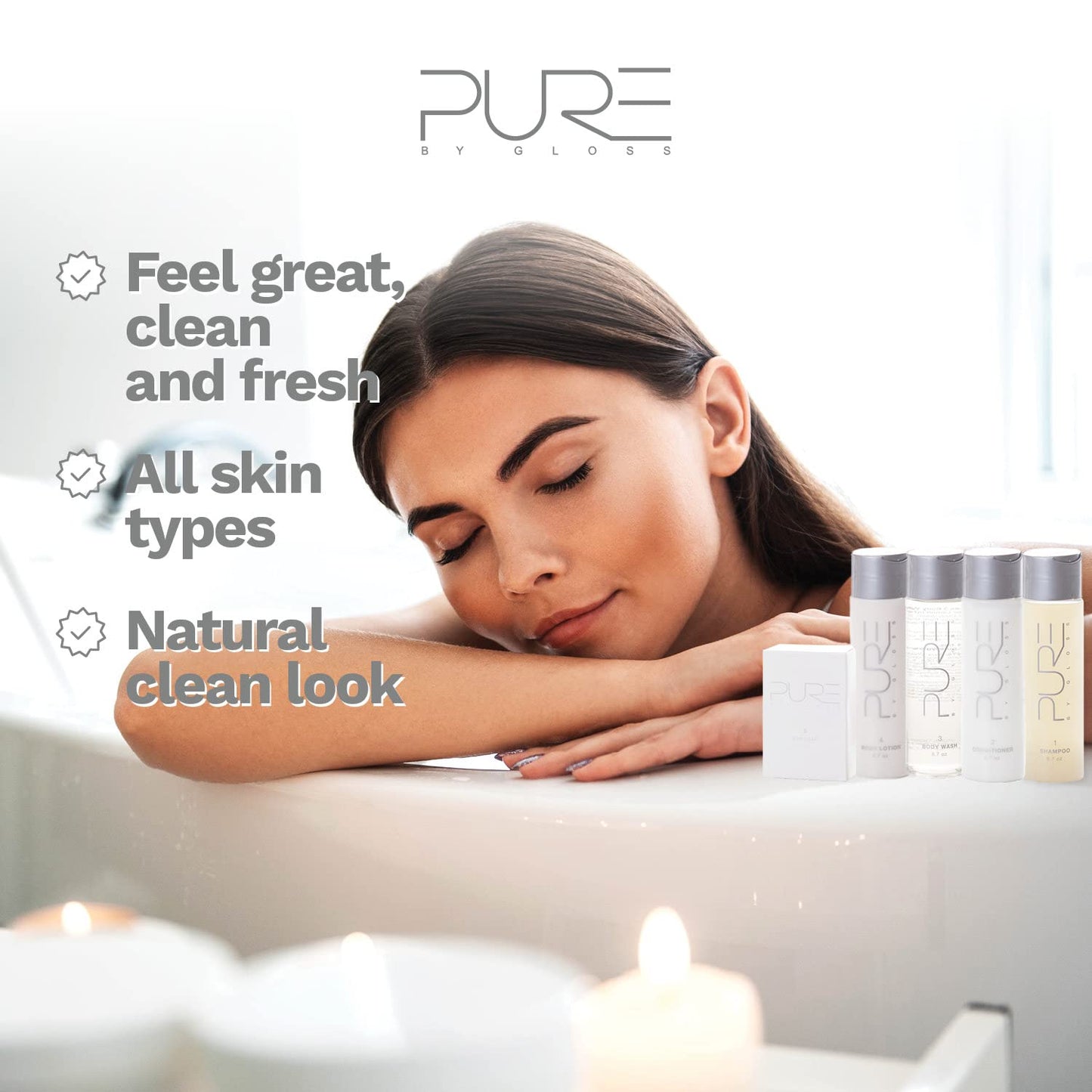Pure By Gloss Conditioner - Fresh Lemon Scent for All Hair Types | 8.5oz Each - Moisturizing & Detangling Formula - 3 Pack
