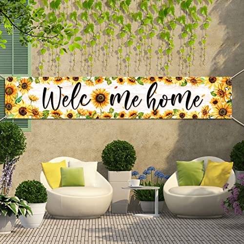 Sunflower Welcome Home Banner - Extra Large 98 x 18 Inches Decoration