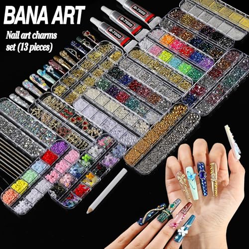 BANA Bedazzling Nail Art Kit Set 01 - 18000Pcs Rhinestones & Charms