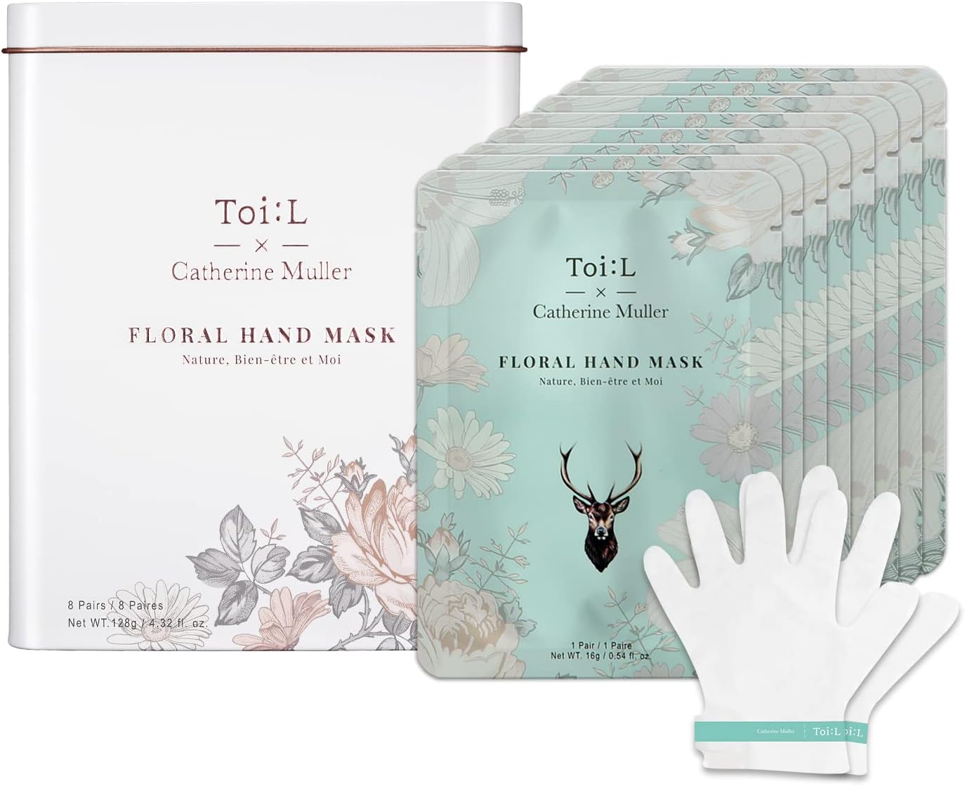 Moisturizing Hand Mask Gloves - Extra Silky Repair Treatment with White Truffle, Green Caviar & Peptides | 5 Pairs for Dry, Cracked Skin
