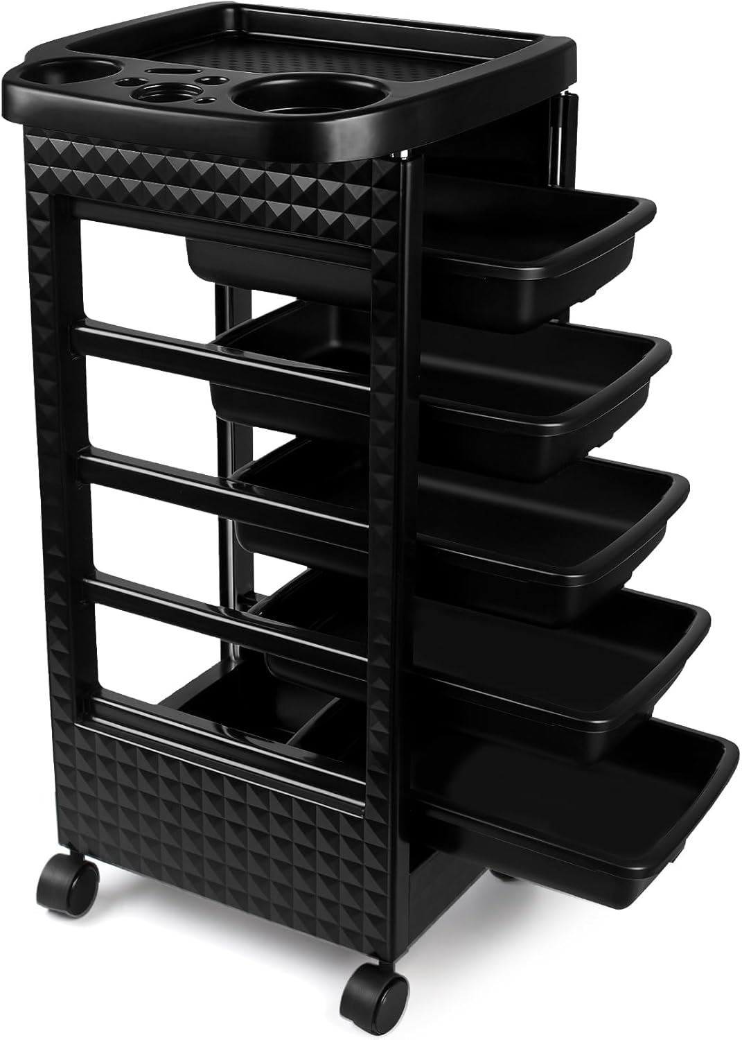 Salon Trolley Cart with Wheels - 5 Drawer Rolling Cart for Hair Stylists | Professional Salon Organizer