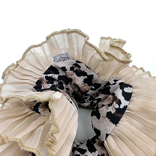 Beige Animal Print Maxi Scrunchies for Women | Double Layered Hair Ties