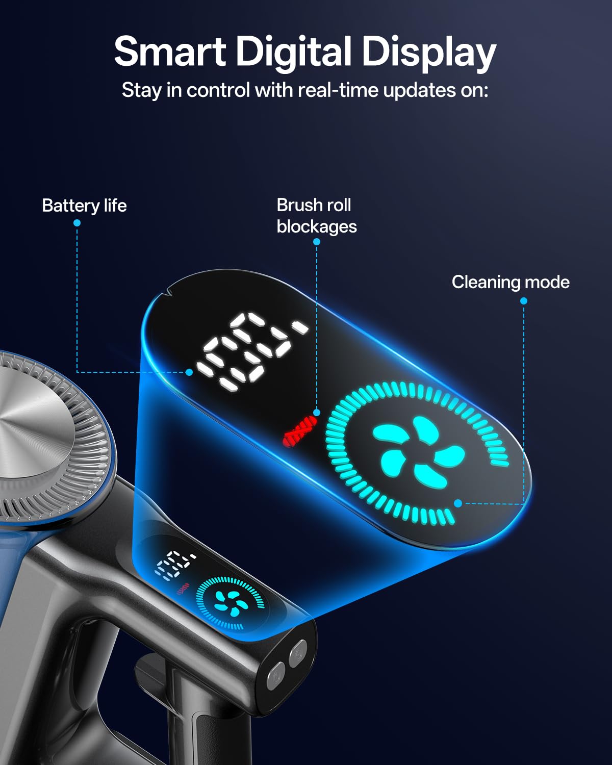 Cordless Vacuum Cleaner, 8-in-1 Cordless Stick Vacuum Cleaner with 3 Suction Modes, Up to 45mins Runtime, Rechargeable, Self-Standing, Wireless Vacuum Cleaners for Home Pet Hair Carpet Car Hard Floor