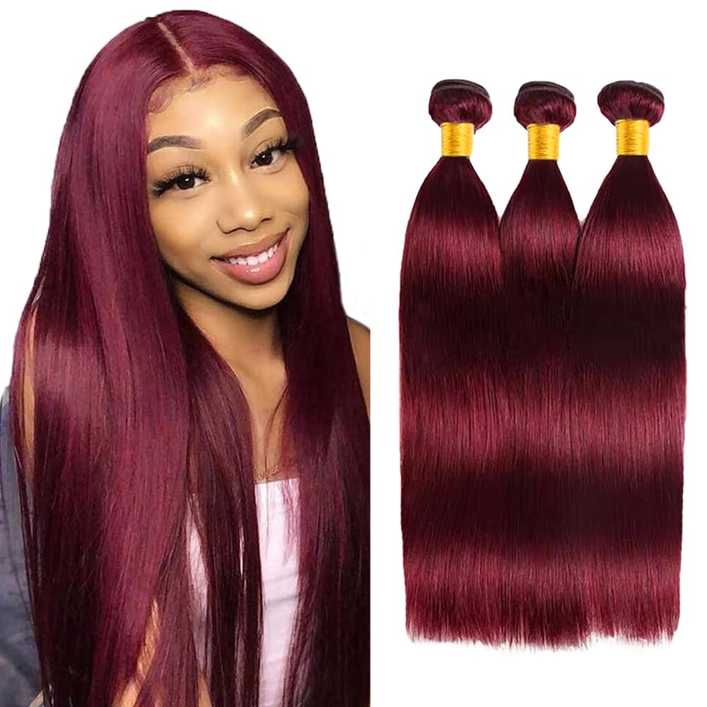 Burgundy Human Hair Bundles 99j Straight Bundles 20 22 24 inch Red Straight Human Hair Bundle Burgundy Straight Bundle
