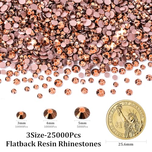 25,000 PCS Resin Flatback Rhinestones Kit - Mixed 3mm, 4mm, 5mm AB Gems
