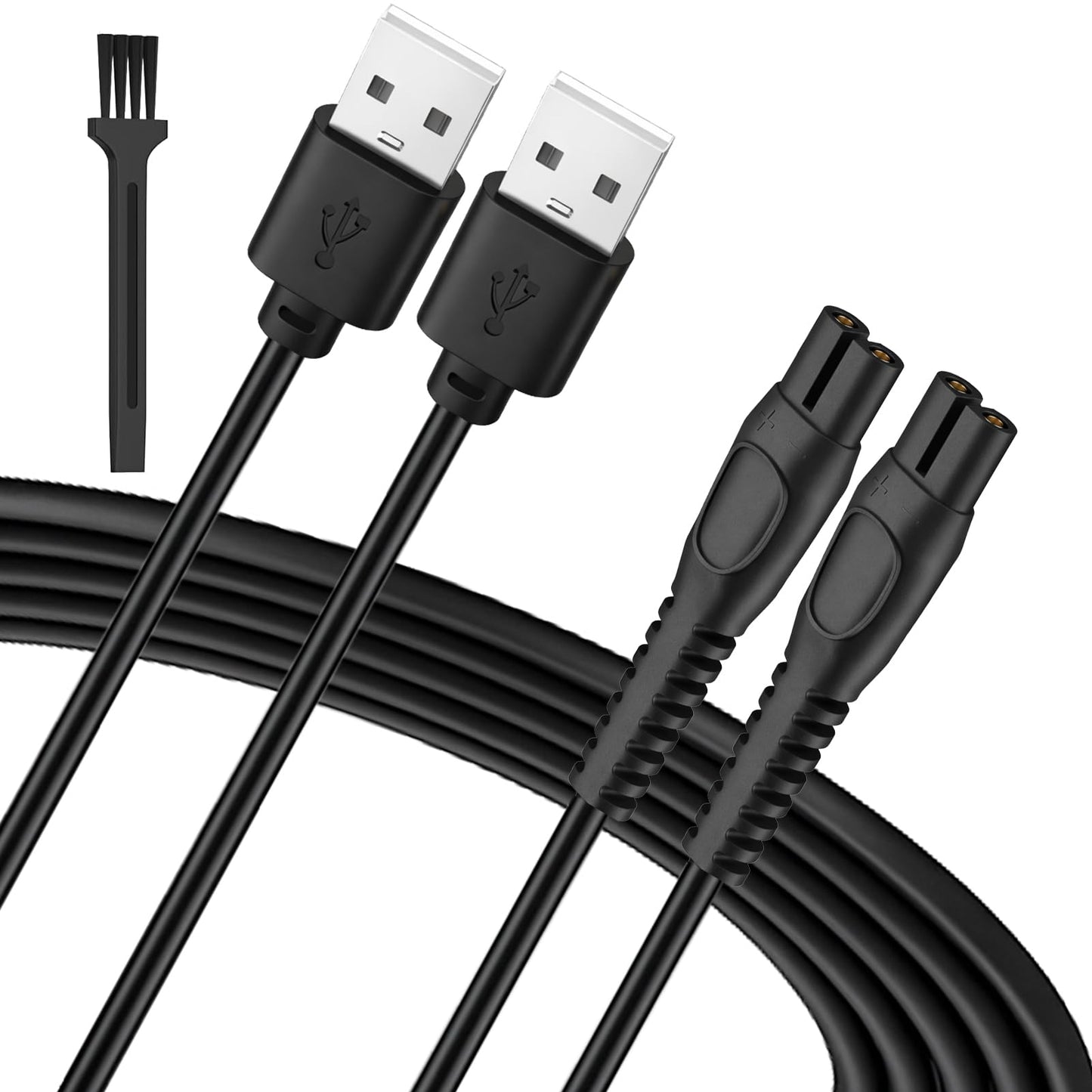 AZJCKEW 5V USB Charger Cable Compatible with for Philips Norelco One Blade 360 Newer Model QP2834 QP2724 MG9525 MG9510 QP1324 QP1424 QP1924 QP4530 One Blade Series Electric Shaver Razor, Brush+2-Pack