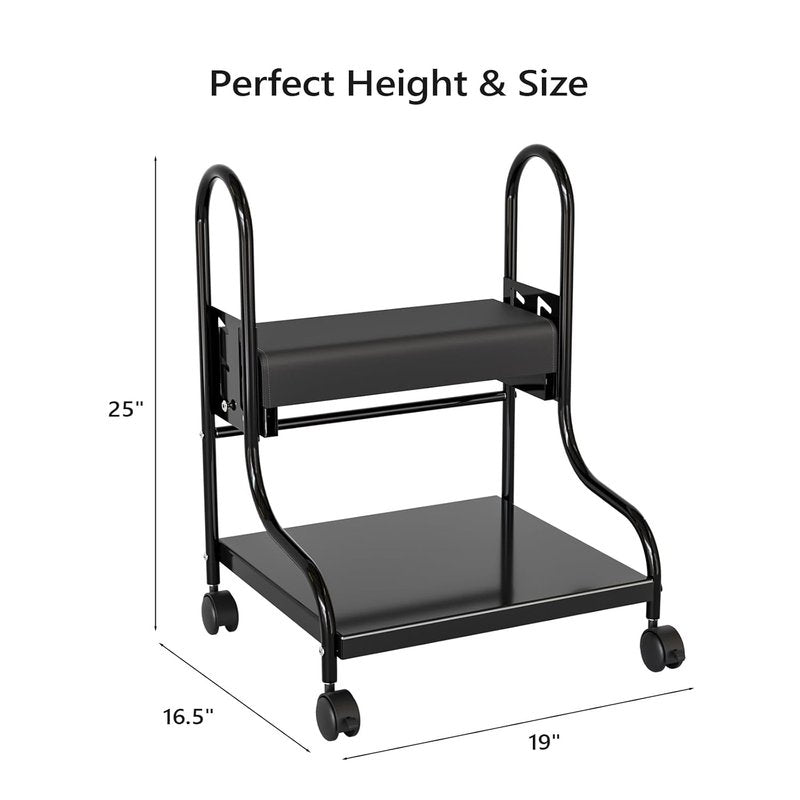 Pedicure Cart - Adjustable Height Foot Bath Trolley with PU Cushion | Portable Nail Esthetician Cart for Manicure & Massage (Black)