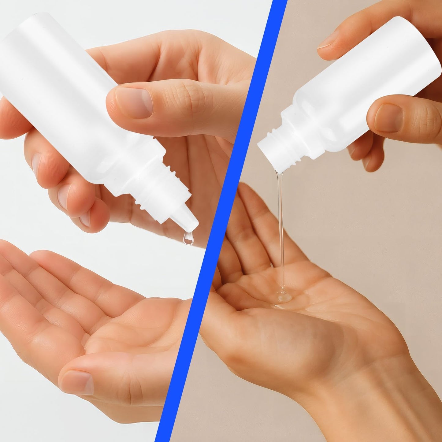 LUSTRIB 10PCS (6 Bottles + 4 Funnels) Small Plastic Dropper Bottle for Travel 15ml (0.5oz) Eye Dropper Bottle with Cap Refillable Travel Container Portable Squeezable for Liquid, (Red & White)