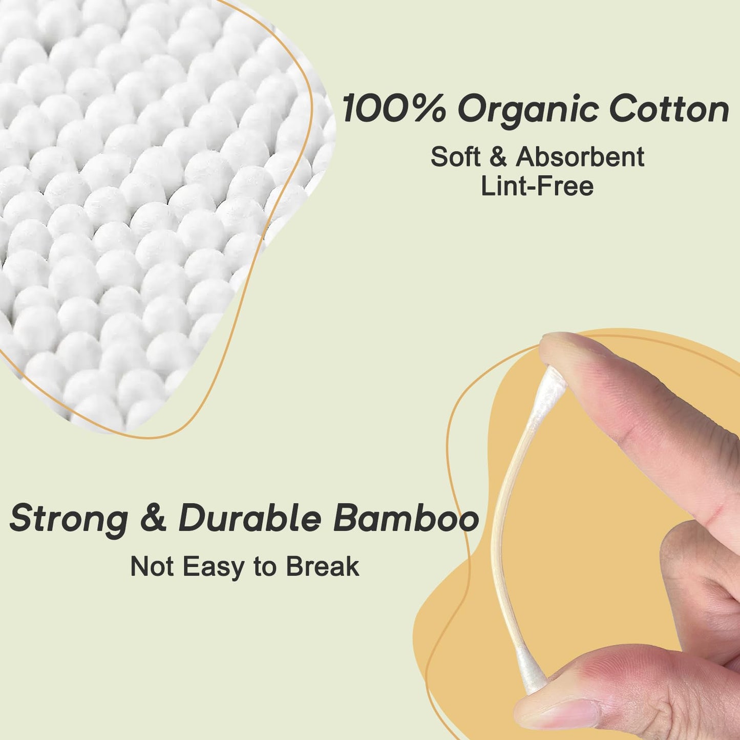 Bamboo Cotton Swabs, Soft Lint-Free Double Tips, 1000 Count Storage Box