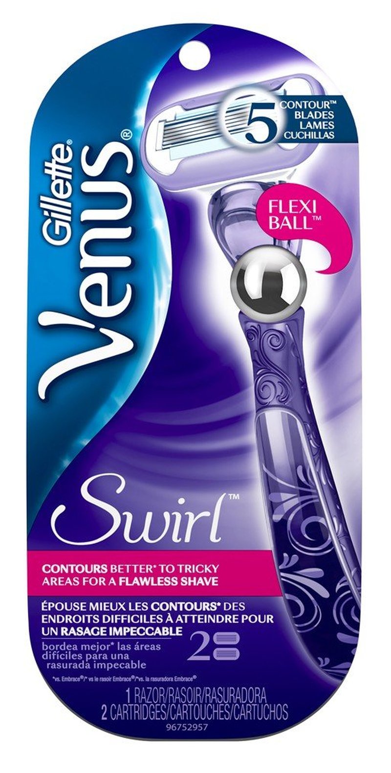 Gillette Womens Venus Swirl Razor + 2-Cartridges (2 Pack)