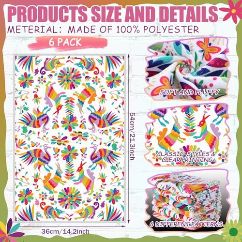 6 Pack Mexican Kitchen Towels - Dia De Los Muertos Decor