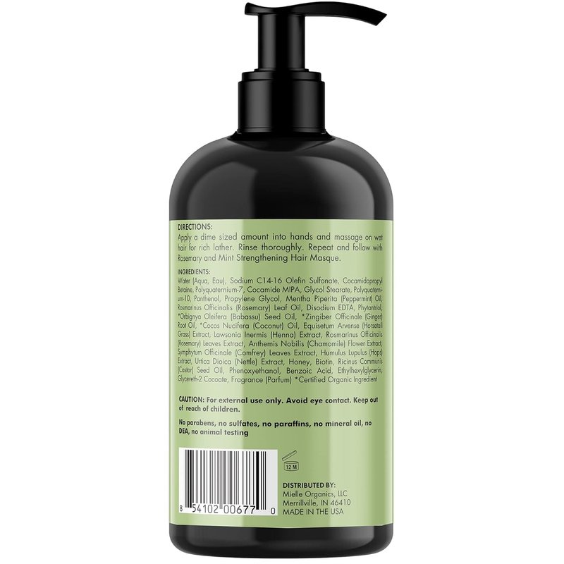 Mielle Organics Rosemary Mint Biotin Shampoo - Strengthening & Moisturizing for All Hair Types | 20 oz
