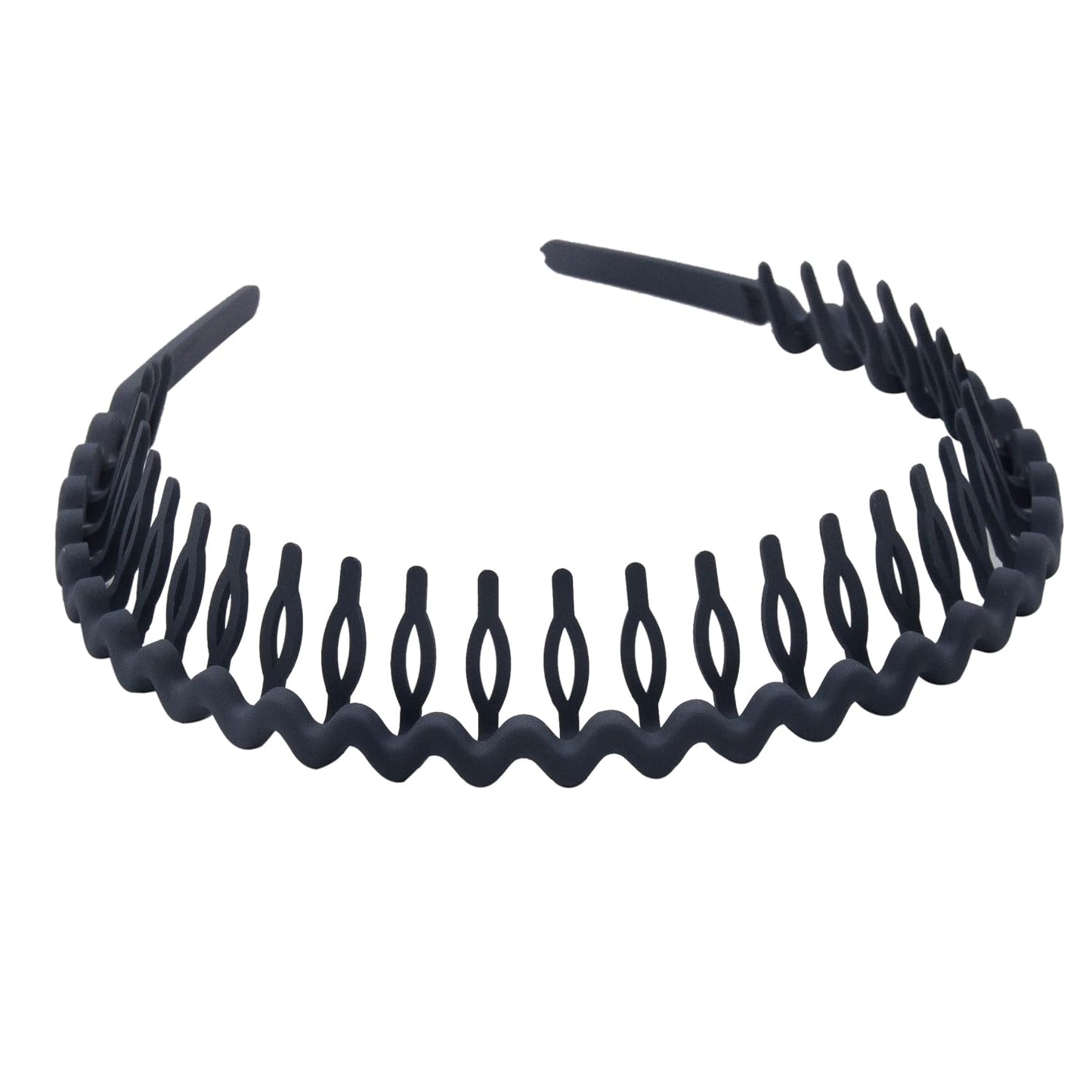 Plastic Wavy Headbands for Women - Non-Slip Thin Hair Bands with Combs | Pack of 6