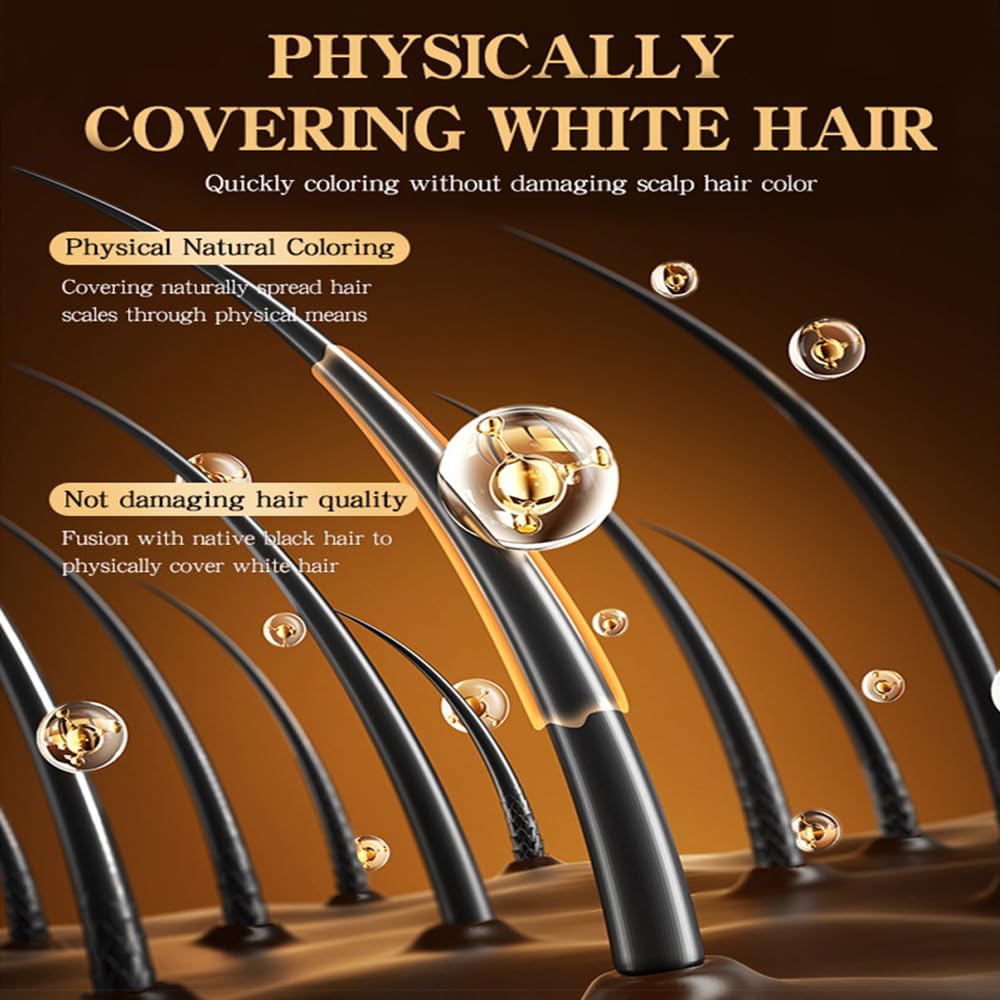 Root-Touch-Up Hair Color Stick & Comb - Instant Waterproof Black Dye for Gray Coverage | Portable 2-in-1 Cream Formula