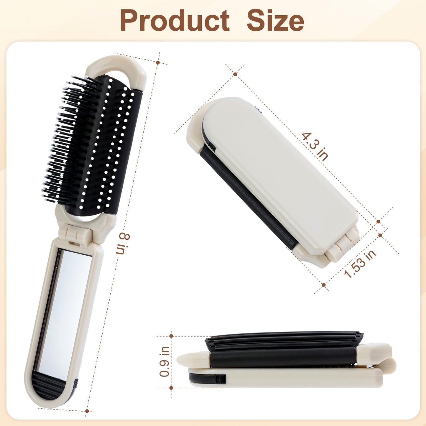Clofiak Foldable Hair Brush with Mirror, Pocket-Size Massage Comb