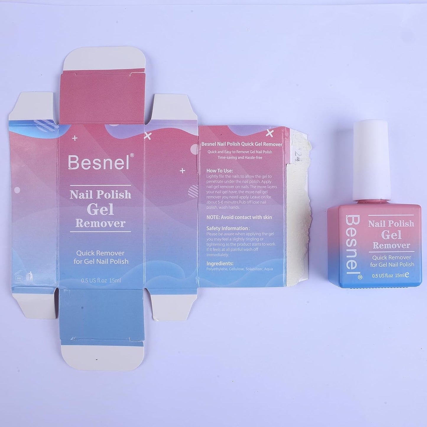 Professional Gel Nail Polish Remover | Non-Irritating Formula for Quick & Easy Removal - Complete Kit with Nail File & Cuticle Pusher