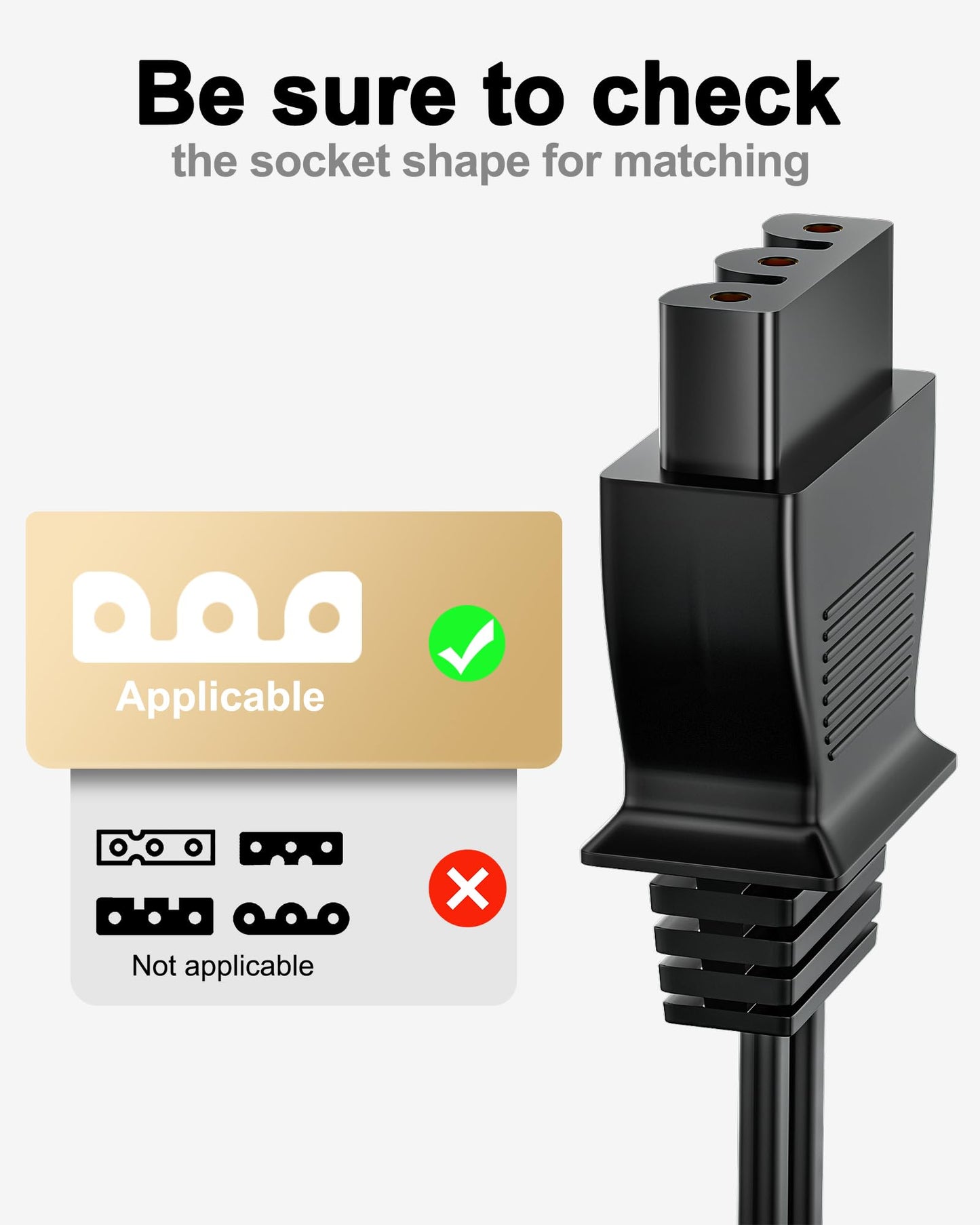 VHBW for Singer Sewing Machine Foot Pedal,359102-001 Compatible with Singer 2263,4423,e99670, 8280,4452,2277,4411,3116,3337,1304,M3220,3342,4432,1120,50t8,3232, D-Shape Plug Foot Pedal