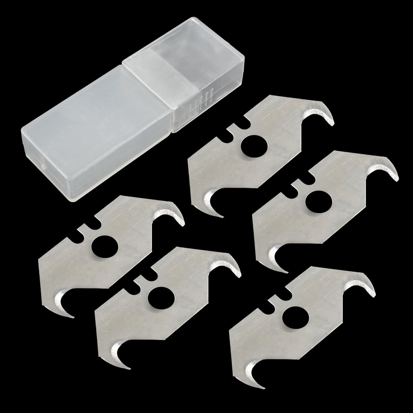 Litoexpe 100 Pcs Hook Blade Utility Knife, SK5 Carbon Steel Replacement Blades with Plastic Case