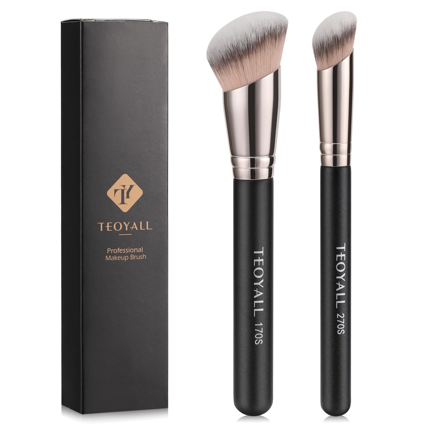 Concealer Brush Set - Flat Top Blush, Angled Nose Contour & Ultra-Thin Eyeliner Brushes for Flawless Finish | 370S