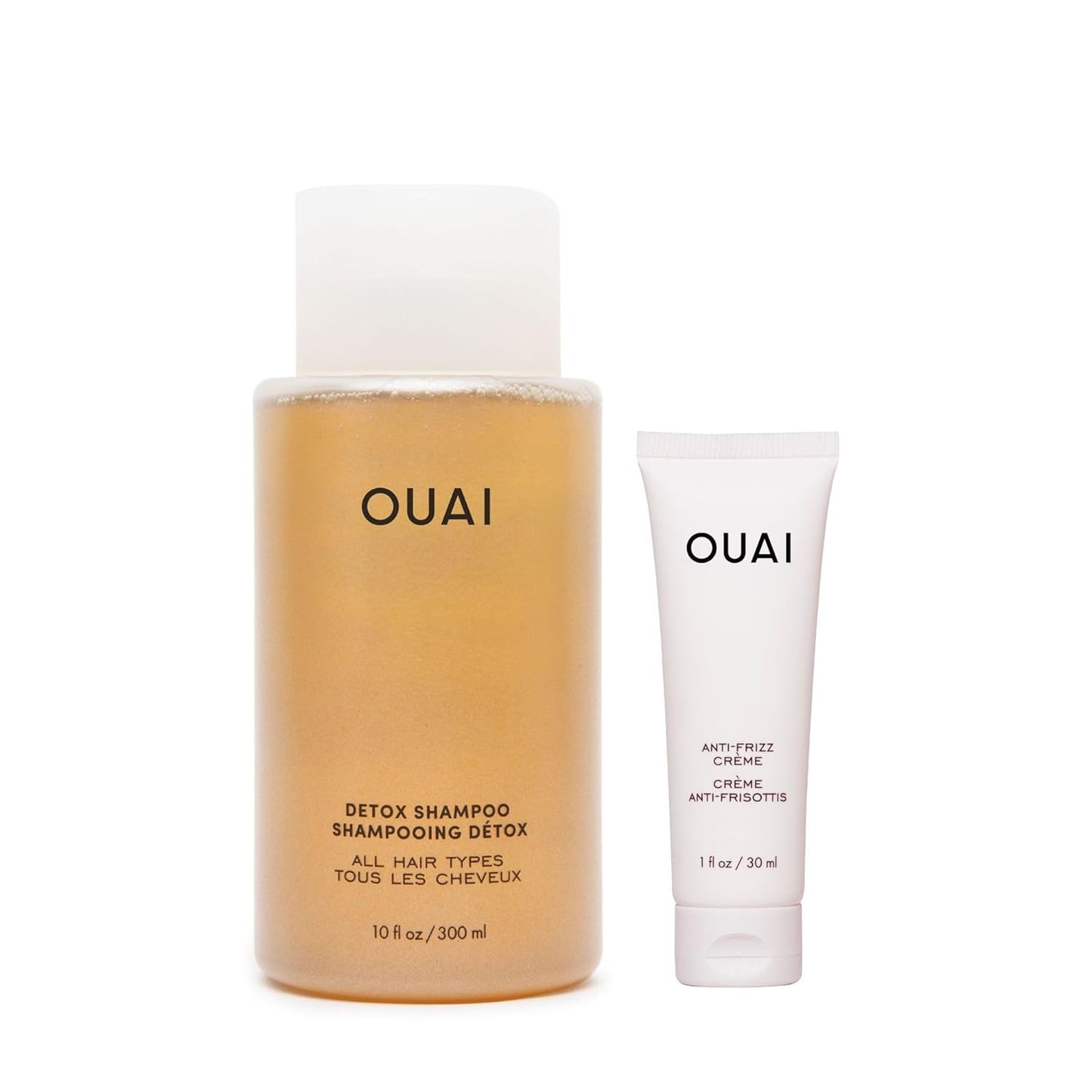 OUAI Detox Shampoo & Bond Repair Balm Set - Clarifying Shampoo + In-Shower Hair Mask Duo | Full Size for Dry, Damaged Hair