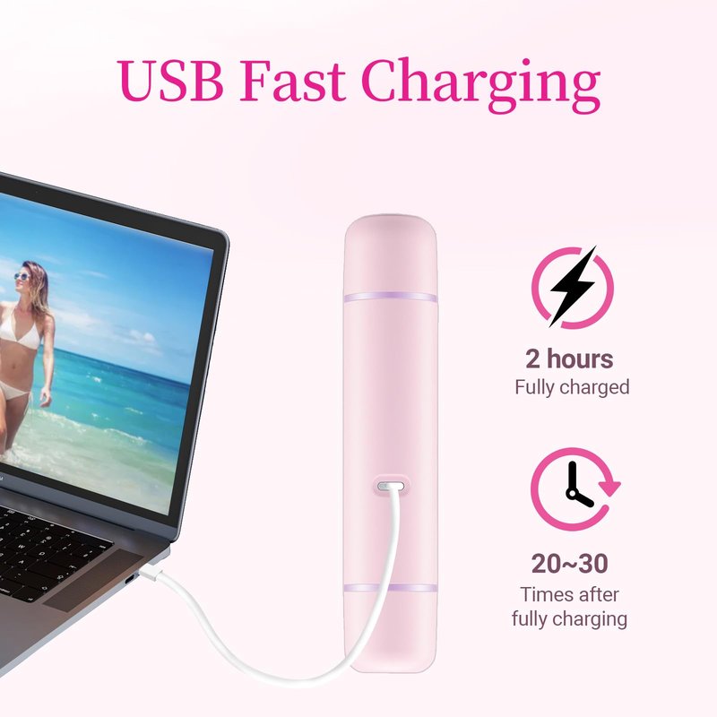 2-in-1 Bikini Trimmer for Women - Painless Electric Razors,Cordless Body Shaver for Trip,Replaceable Lady Facial Razor, IPX7 Waterproof&Easy Cleaning,USB Charge Dock Pink