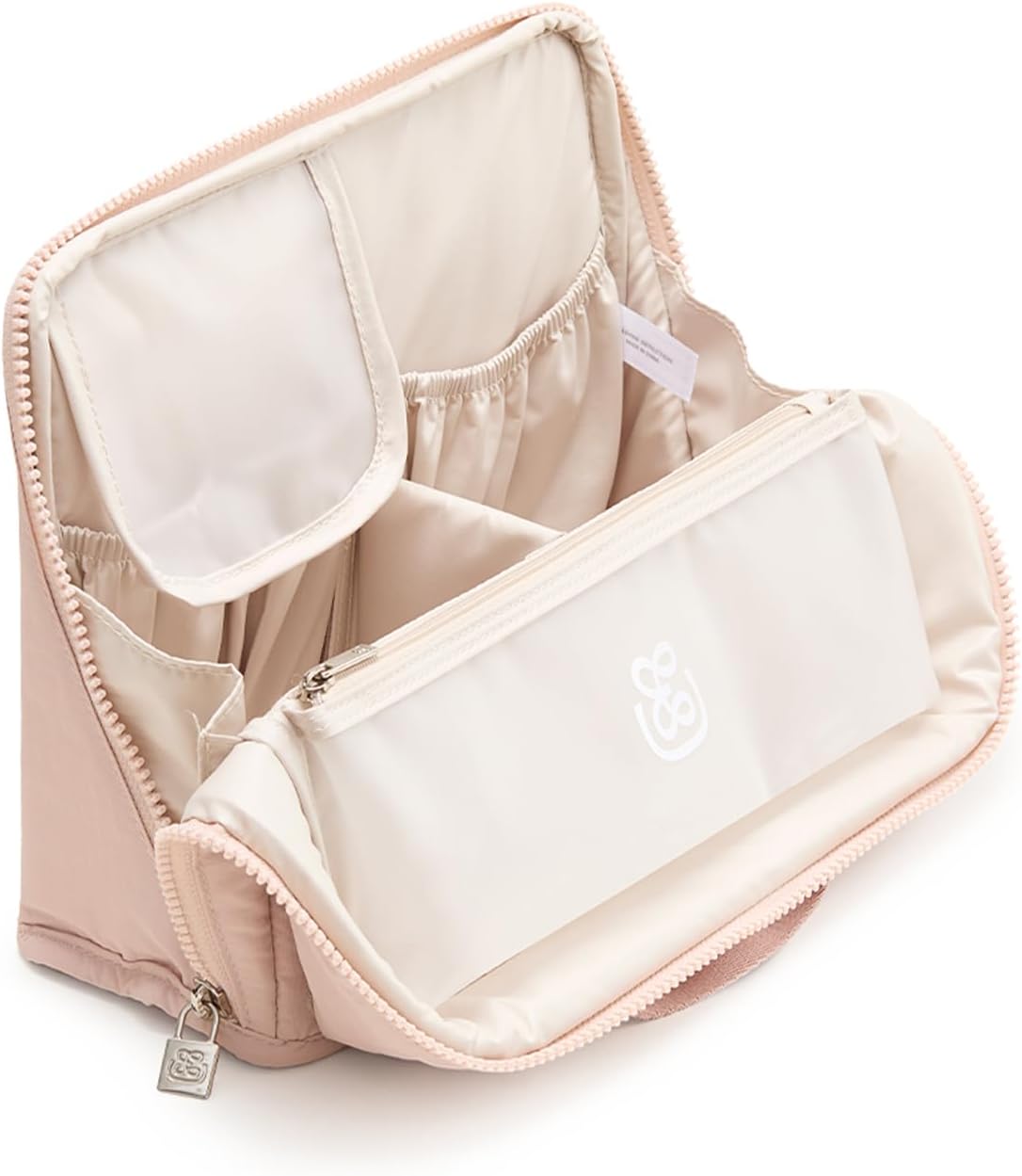 Large Waterproof Makeup Bag - Standing Cosmetic Organizer with Phone Holder & Detachable Dividers | Wipe-Clean Brush Pouch for Women