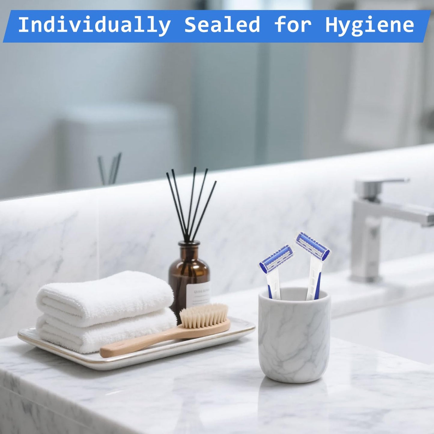 Disposable Razors Bulk, Razors Individually Wrapped Bulk, Travel Razors Bulk With 10g Shaving Cream For Hotels, Shelters, Homeless, Nursing Homes, Charities, Churches (Blue,30-PACK)